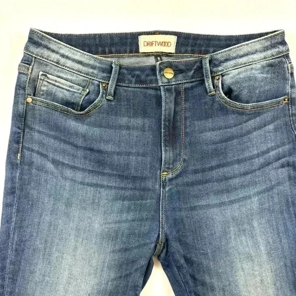 Driftwood Colette Stretch Denim Embroider Cuff Crop Straight Leg Jean Size 30 - Picture 5 of 16